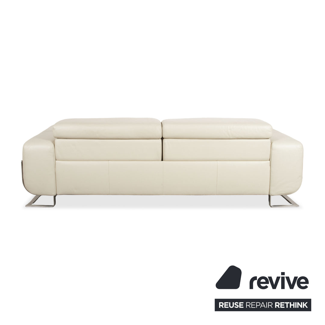 Joop 007 Leder Garnitur Dreisitzer & Zweisitzer Creme Sofa Couch Metallfüße Relaxposition elektrische/manuelle Funktion