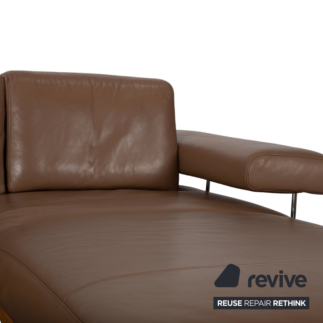 Joop 24/7 Garnitur Leder Holz Chrom Ecksofa Hocker Braun Karamell Sofa Couch manuelle Funktion