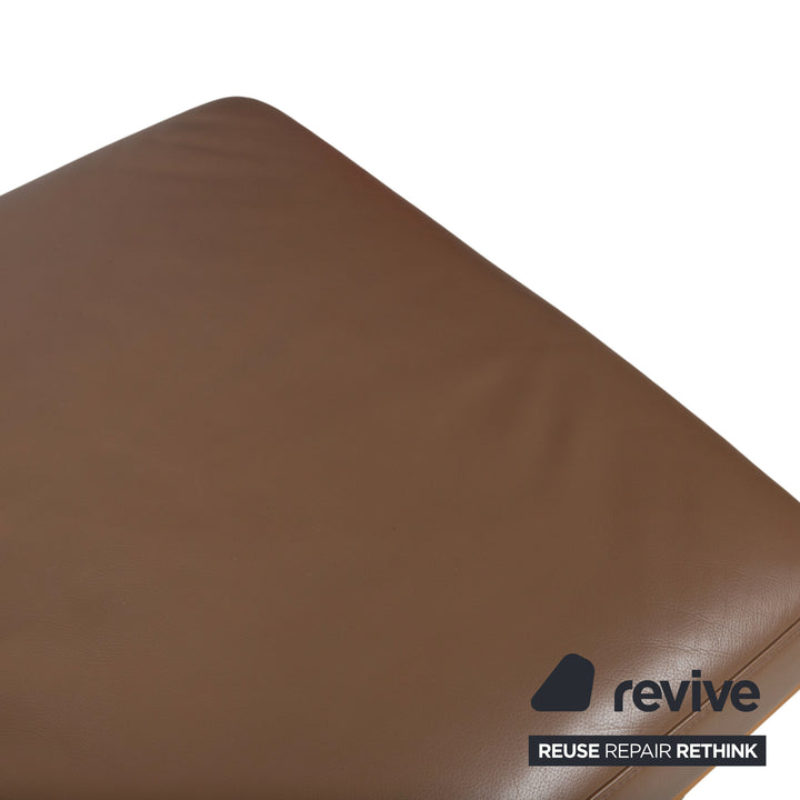 Joop 24/7 Garnitur Leder Holz Chrom Ecksofa Hocker Braun Karamell Sofa Couch manuelle Funktion