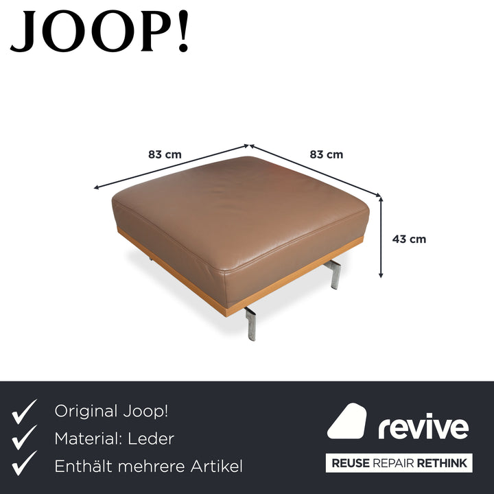 Joop 24/7 Garnitur Leder Holz Chrom Ecksofa Hocker Braun Karamell Sofa Couch manuelle Funktion