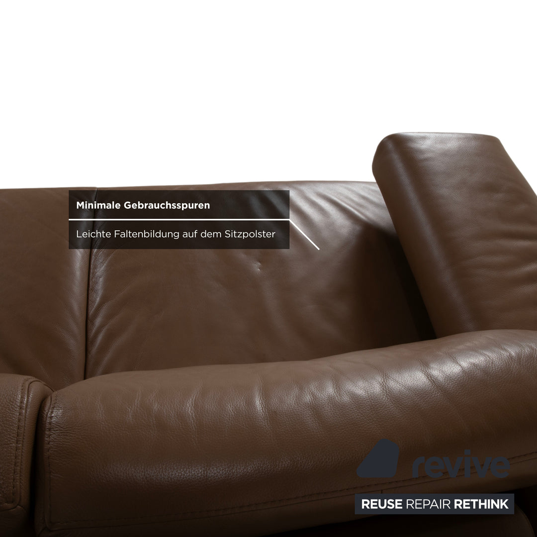 Joop 24/7 Leder Holz Chrom Ecksofa Braun Karamell Chrom Sofa Couch manuelle Funktion