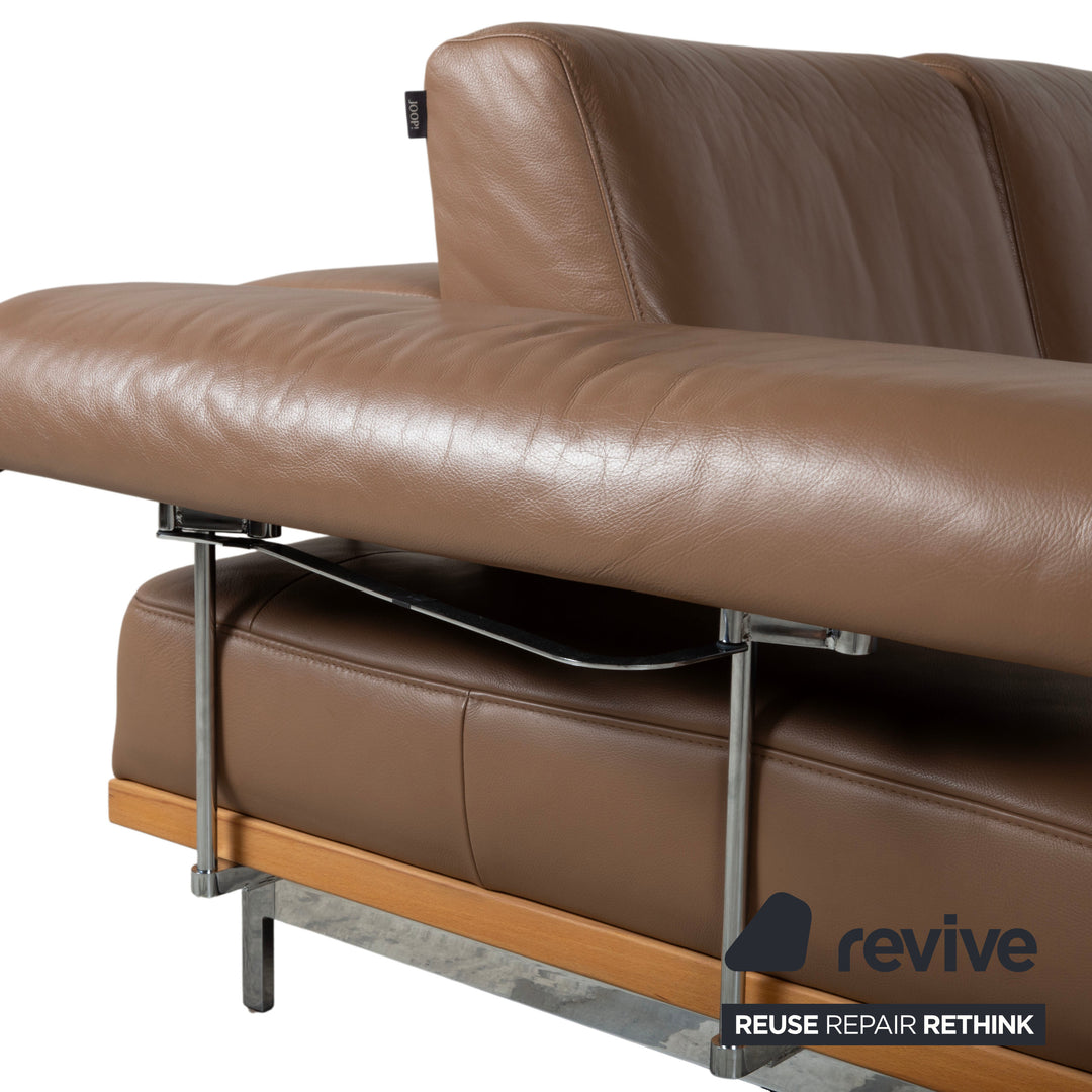 Joop 24/7 Leder Holz Chrom Ecksofa Braun Karamell Chrom Sofa Couch manuelle Funktion