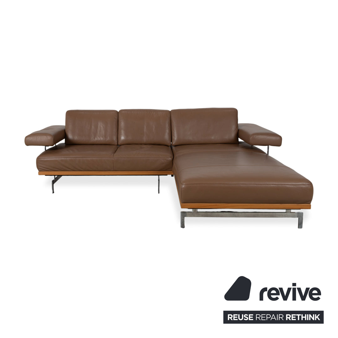 Joop 24/7 Leder Holz Chrom Ecksofa Braun Karamell Chrom Sofa Couch manuelle Funktion