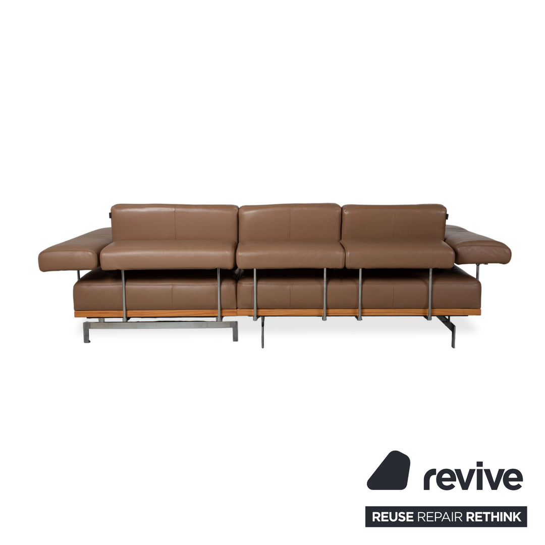Joop 24/7 Leder Holz Chrom Ecksofa Braun Karamell Chrom Sofa Couch manuelle Funktion