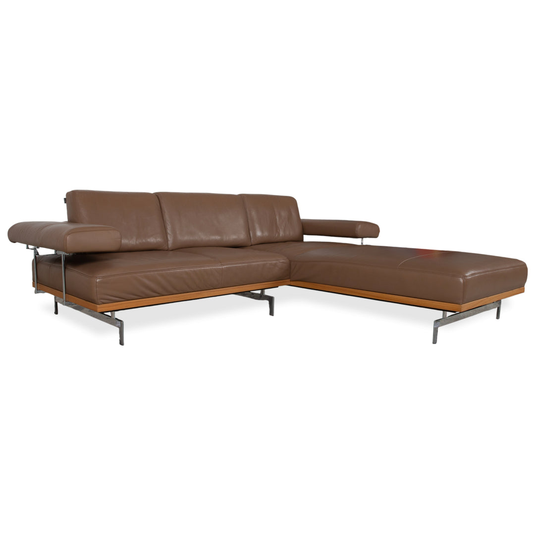 Joop 24/7 Leder Holz Chrom Ecksofa Braun Karamell Chrom Sofa Couch manuelle Funktion