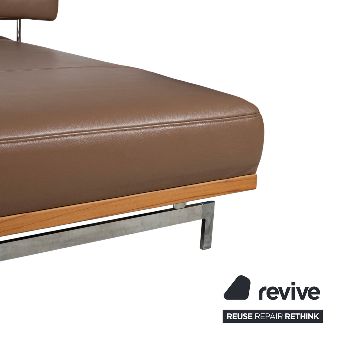 Joop 24/7 Leder Holz Chrom Ecksofa Braun Karamell Chrom Sofa Couch manuelle Funktion