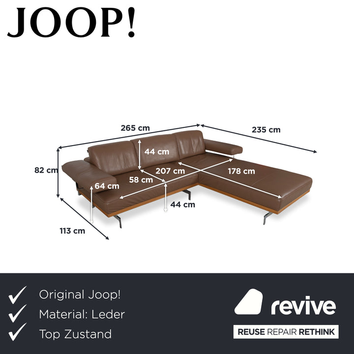 Joop 24/7 Leder Holz Chrom Ecksofa Braun Karamell Chrom Sofa Couch manuelle Funktion