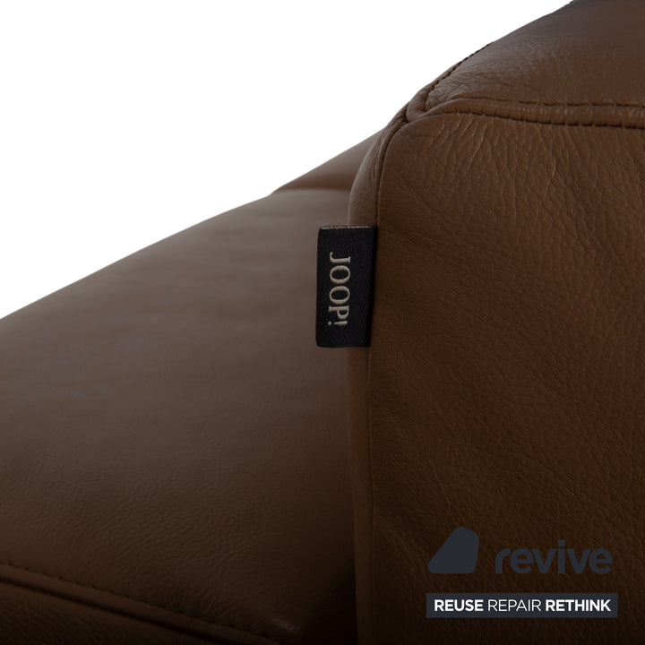 Joop 24/7 Leder Holz Chrom Ecksofa Braun Karamell Chrom Sofa Couch manuelle Funktion