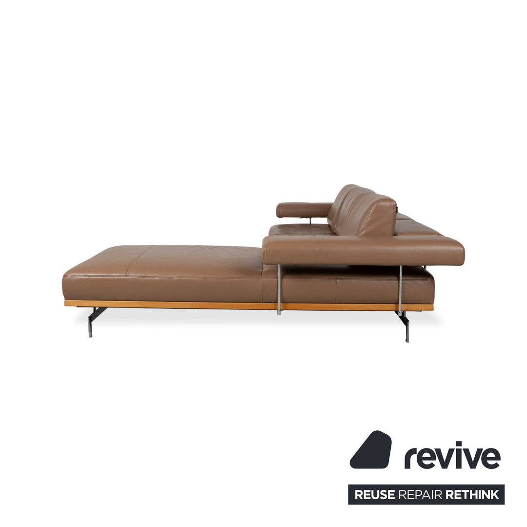 Joop 24/7 Leder Holz Chrom Ecksofa Braun Karamell Chrom Sofa Couch manuelle Funktion