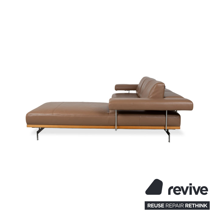 Joop 24/7 Leder Holz Chrom Ecksofa Braun Karamell Chrom Sofa Couch manuelle Funktion