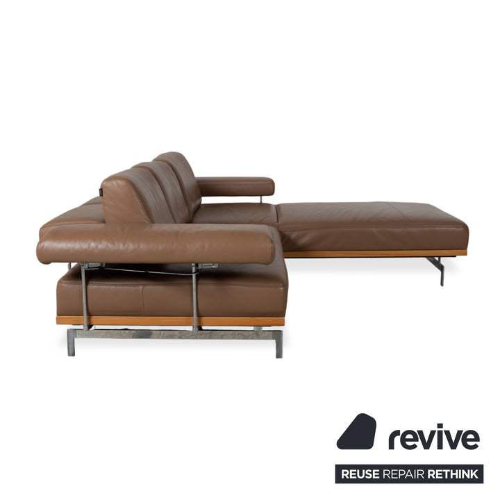 Joop 24/7 Leder Holz Chrom Ecksofa Braun Karamell Chrom Sofa Couch manuelle Funktion