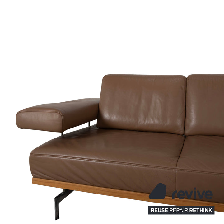 Joop 24/7 Leder Holz Chrom Ecksofa Braun Karamell Chrom Sofa Couch manuelle Funktion