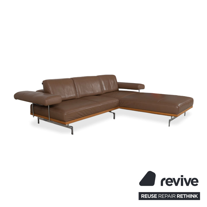 Joop 24/7 Leder Holz Chrom Ecksofa Braun Karamell Chrom Sofa Couch manuelle Funktion