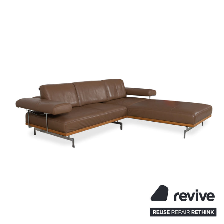 Joop 24/7 Leder Holz Chrom Ecksofa Braun Karamell Chrom Sofa Couch manuelle Funktion