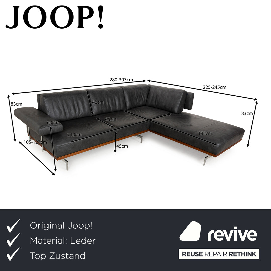 Joop! 24/7 Leather Corner Sofa Grey Recamiere Right Manual Function Sofa Couch