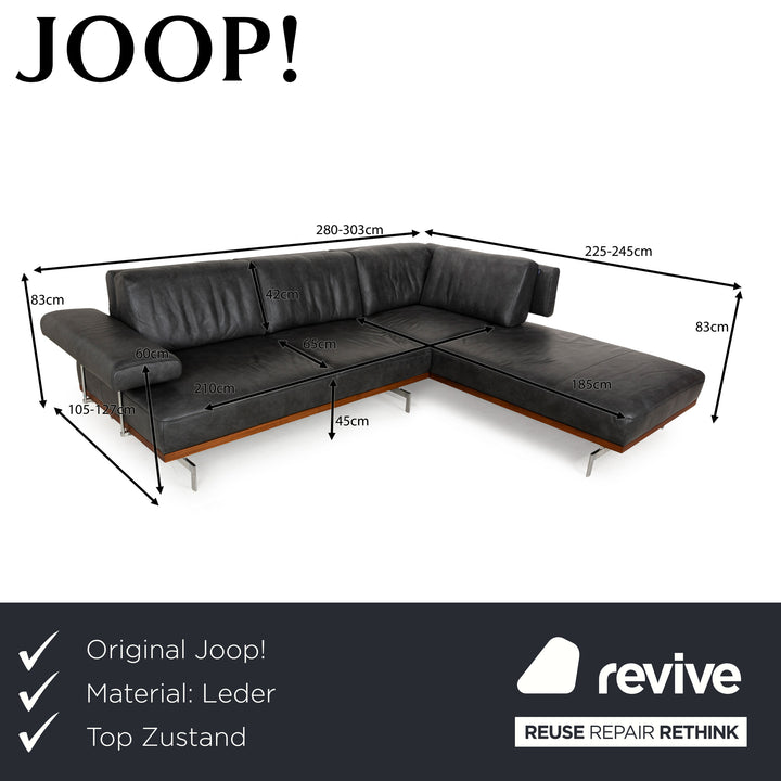 Joop! 24/7 Leder Ecksofa Grau Recamiere rechts manuelle Funktion Sofa Couch