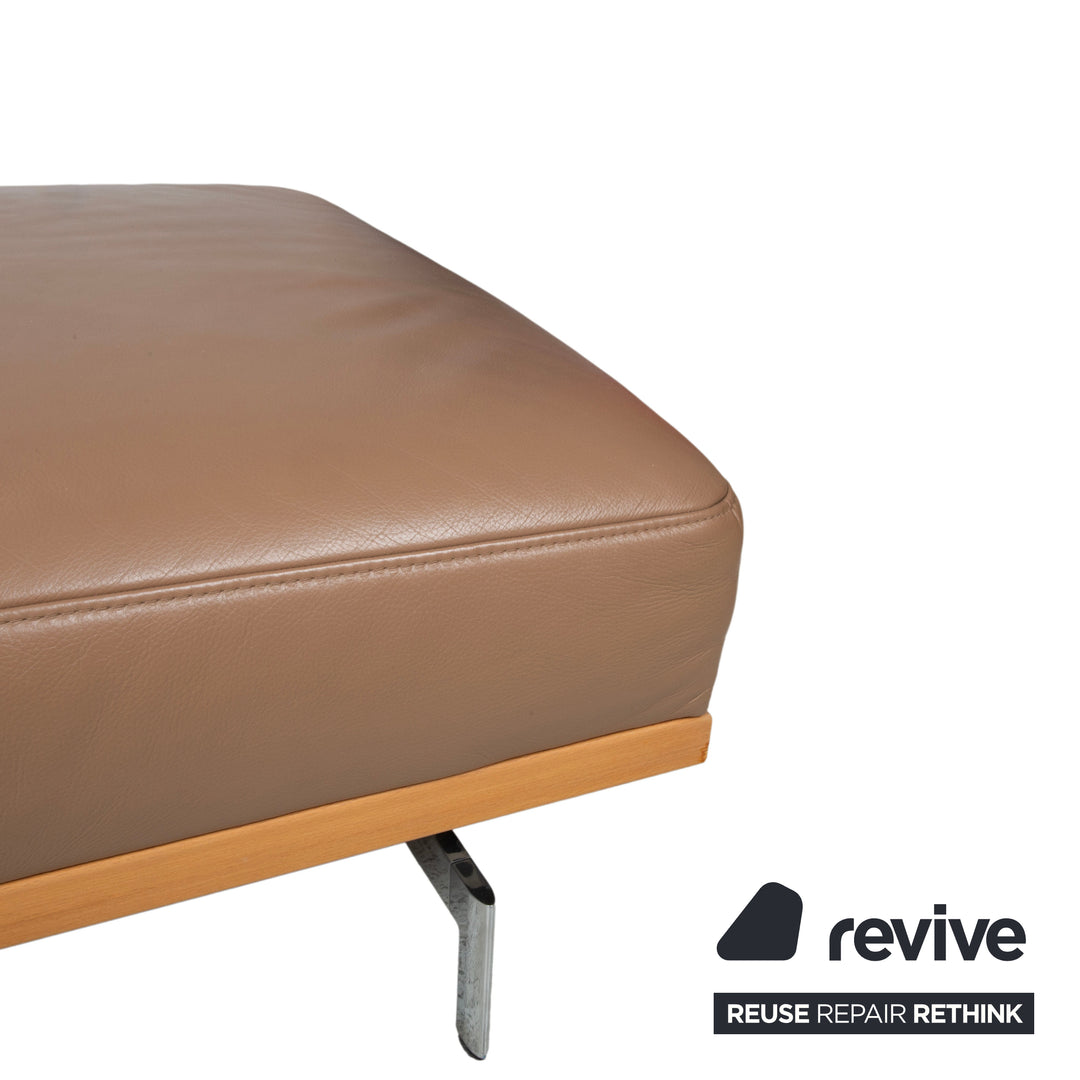 Joop 24/7 Leder Holz Chrom Hocker Braun Karamell
