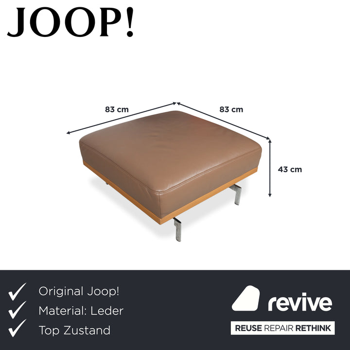 Joop 24/7 Leder Holz Chrom Hocker Braun Karamell