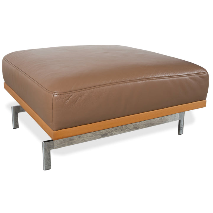 Joop 24/7 Leder Holz Chrom Hocker Braun Karamell