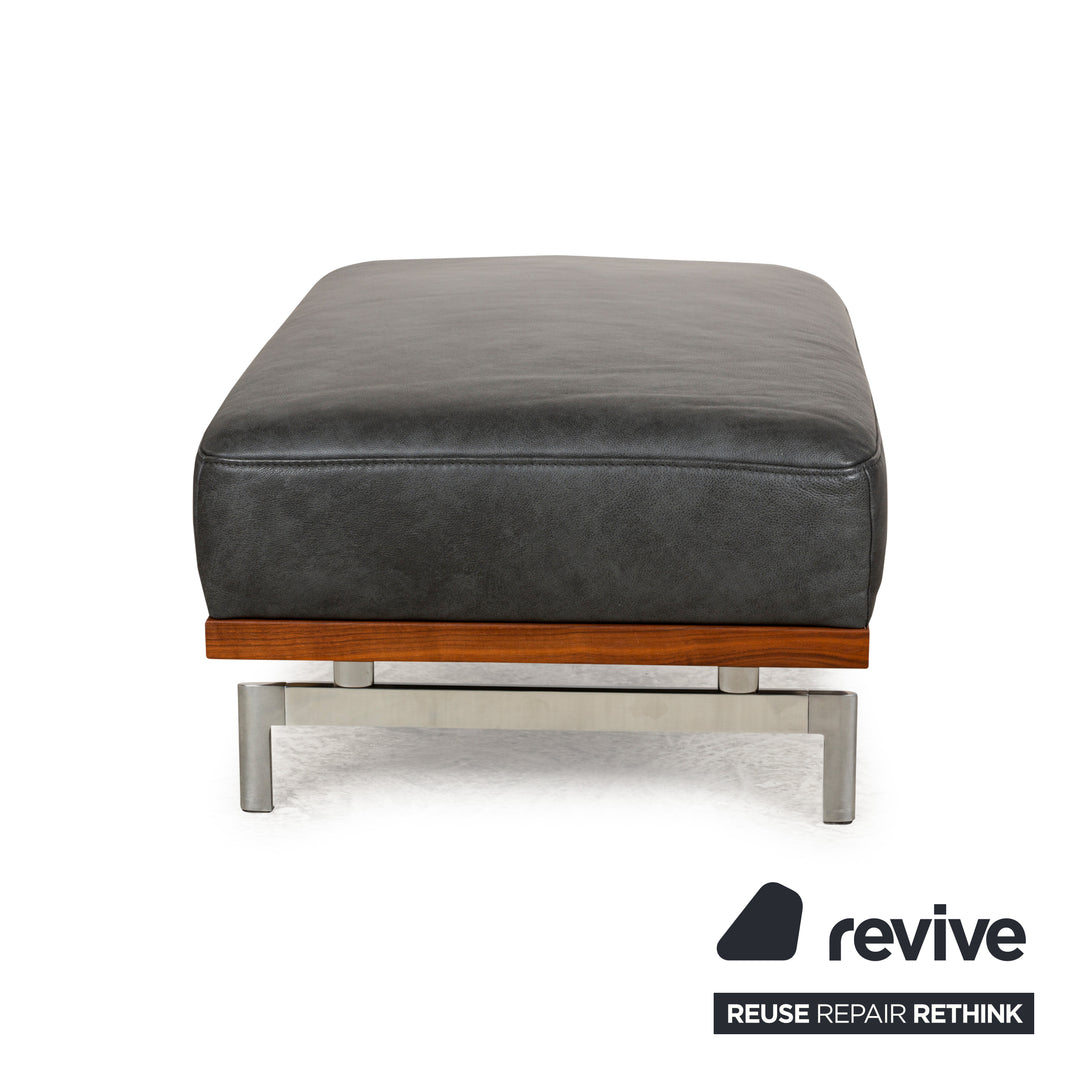 Bravo ! Tabouret en cuir gris 24/7