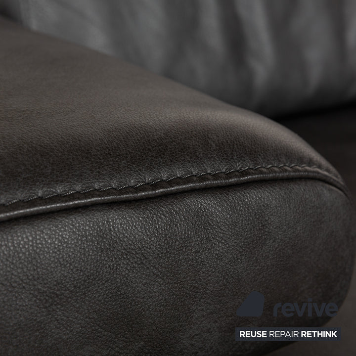 Joop! 24/7 leather sofa set gray chaise longue right manual function corner sofa stool couch