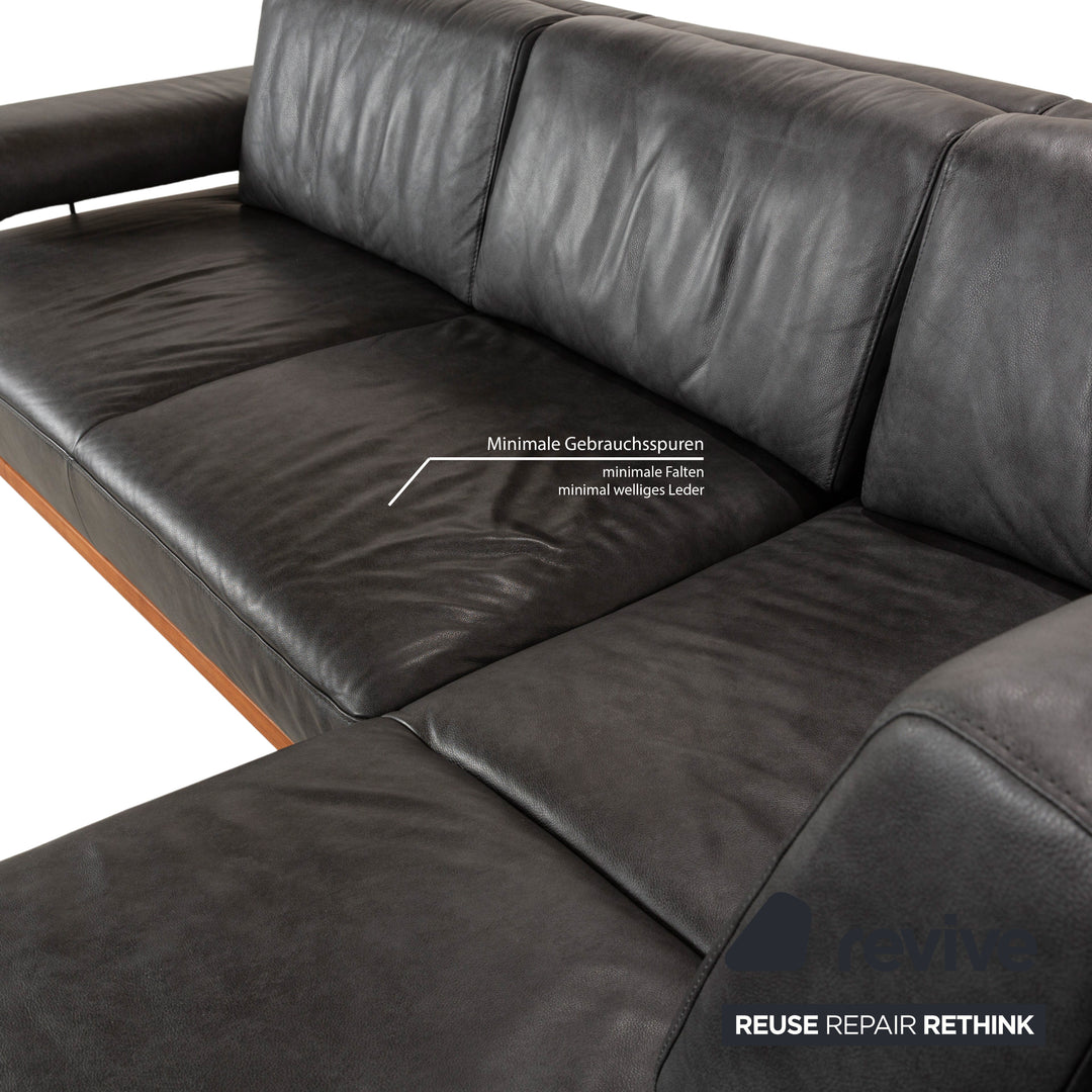 Joop! 24/7 leather sofa set gray chaise longue right manual function corner sofa stool couch