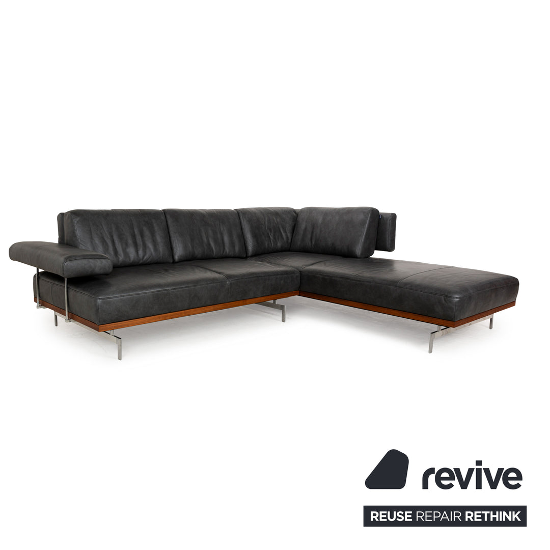 Joop! 24/7 leather sofa set gray chaise longue right manual function corner sofa stool couch