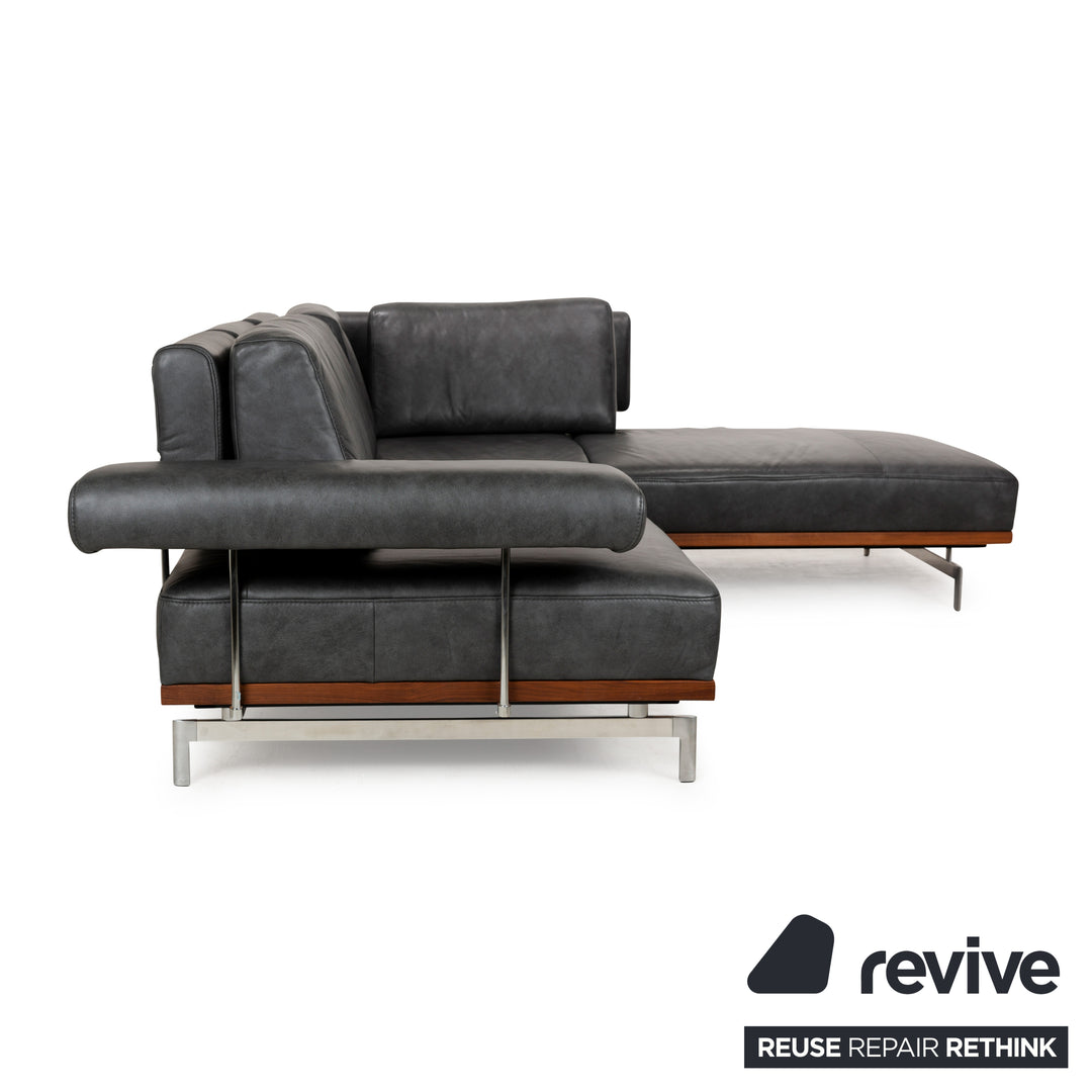 Joop! 24/7 leather sofa set gray chaise longue right manual function corner sofa stool couch