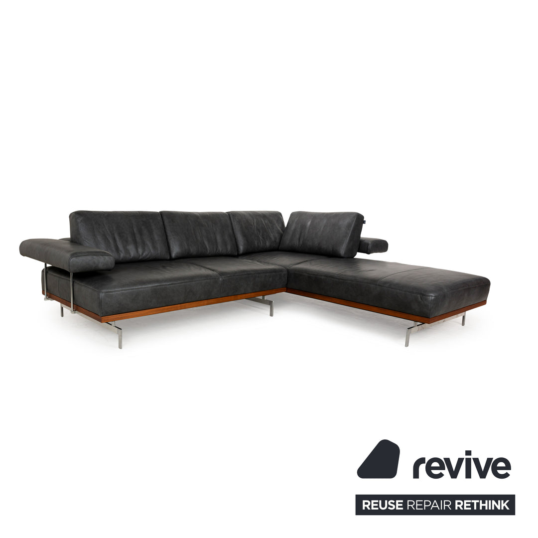 Joop! 24/7 leather sofa set gray chaise longue right manual function corner sofa stool couch