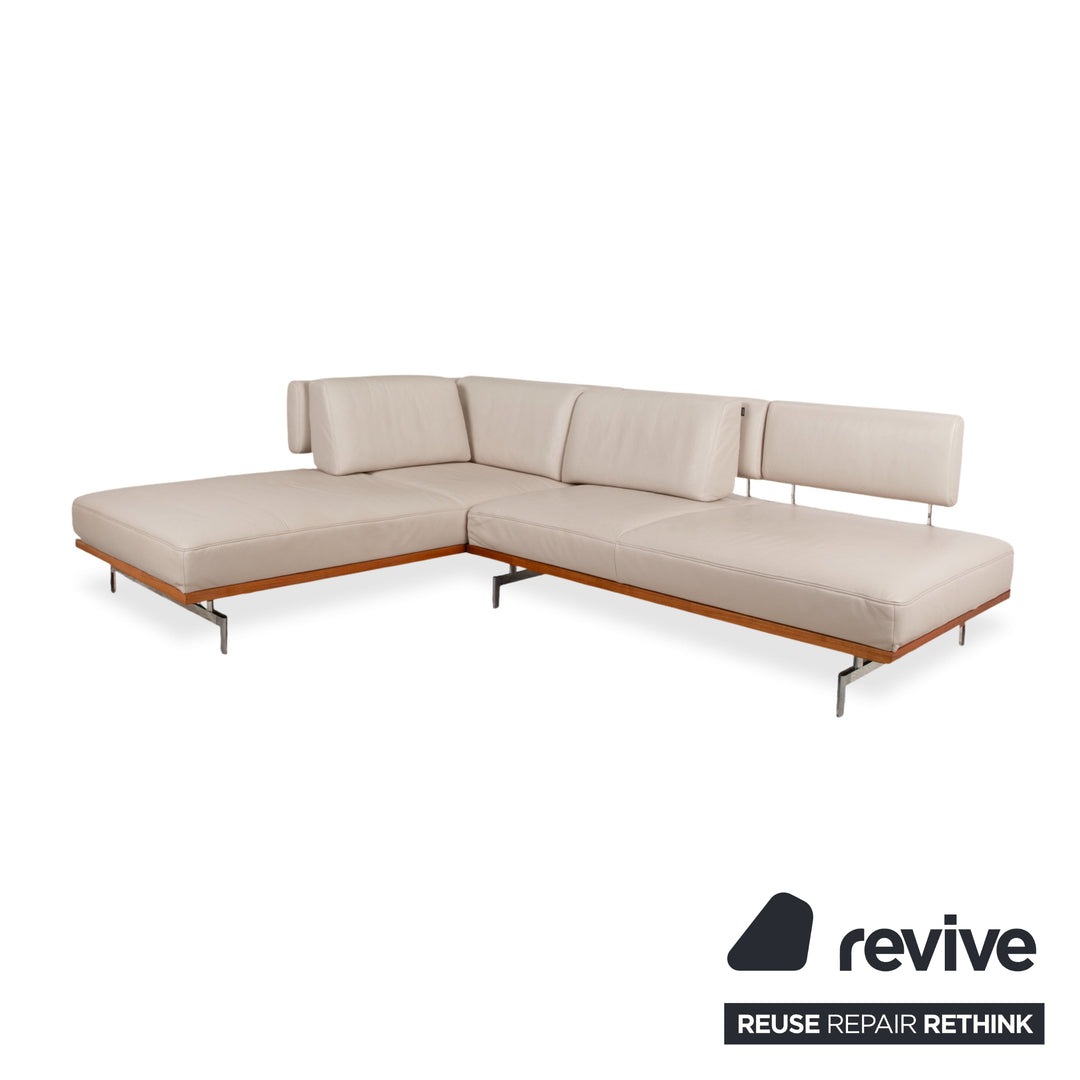 Joop 8106 Leather Corner Sofa Cream Beige Manual Function Sofa Couch