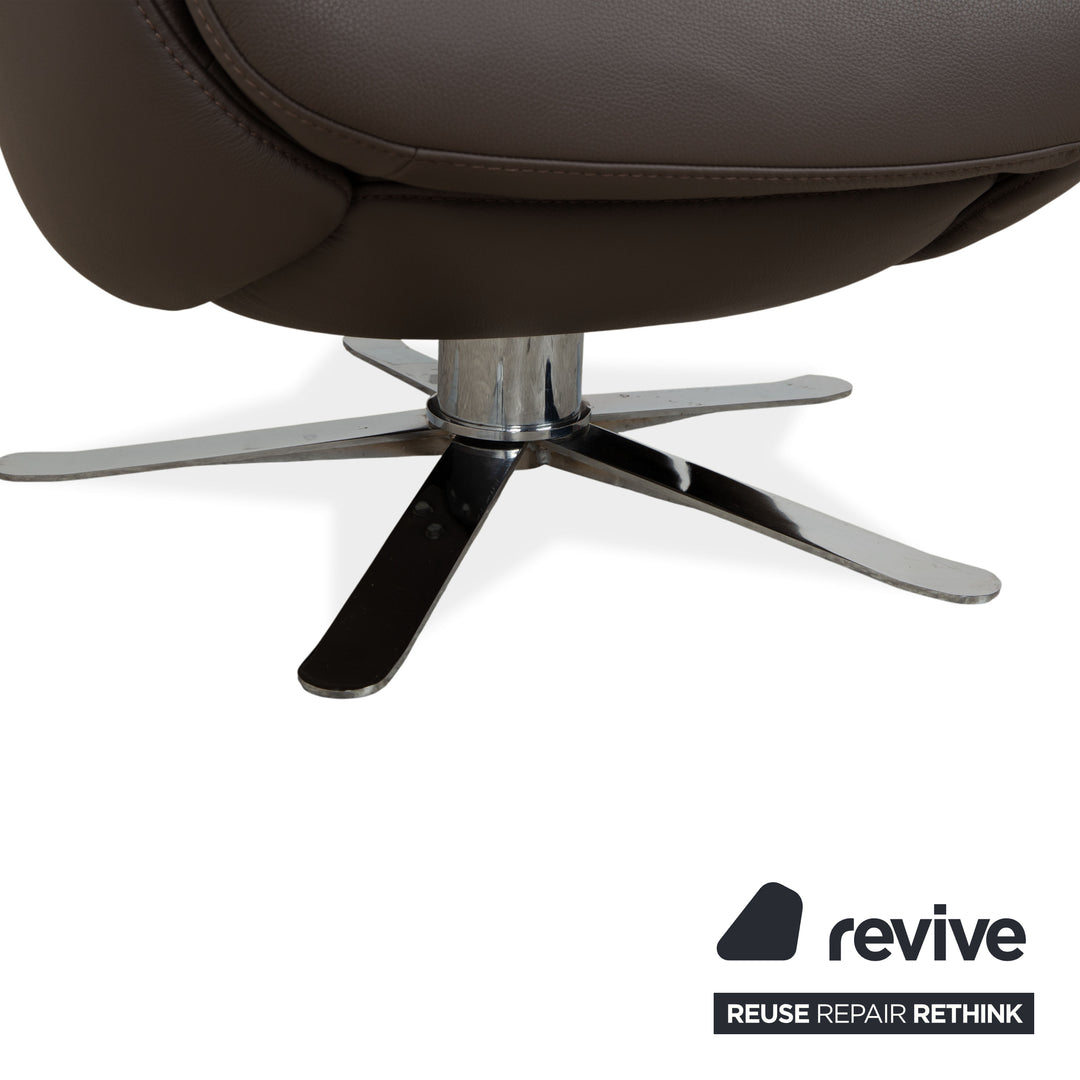 Joop 8115 Leather Armchair Grey Taupe Manual Function