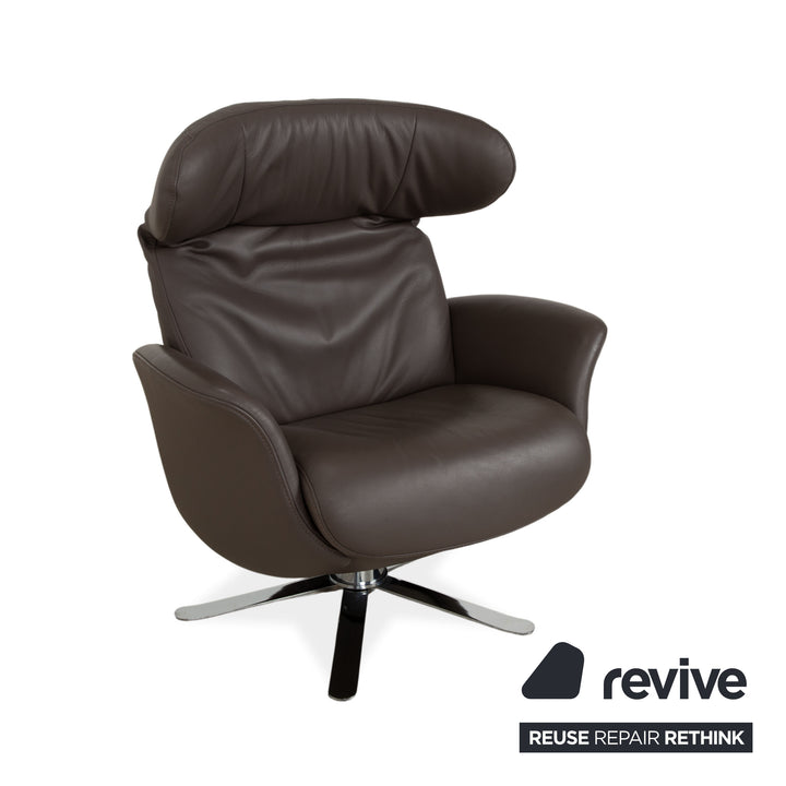 Joop 8115 Leather Armchair Grey Taupe Manual Function