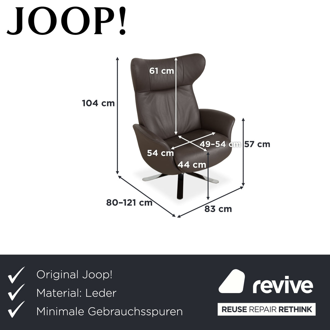 Joop 8115 Leather Armchair Grey Taupe Manual Function