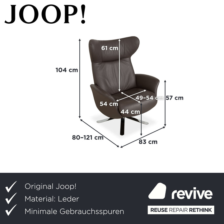 Joop 8115 Leather Armchair Grey Taupe Manual Function