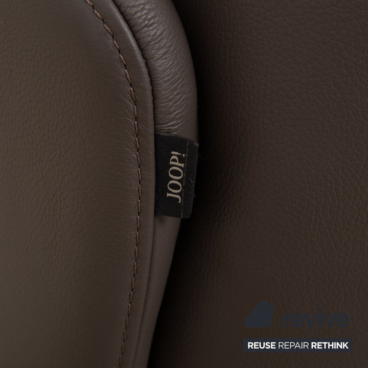 Fauteuil Joop 8115 en cuir gris taupe chromé, à réglage manuel, avec repose-pieds.