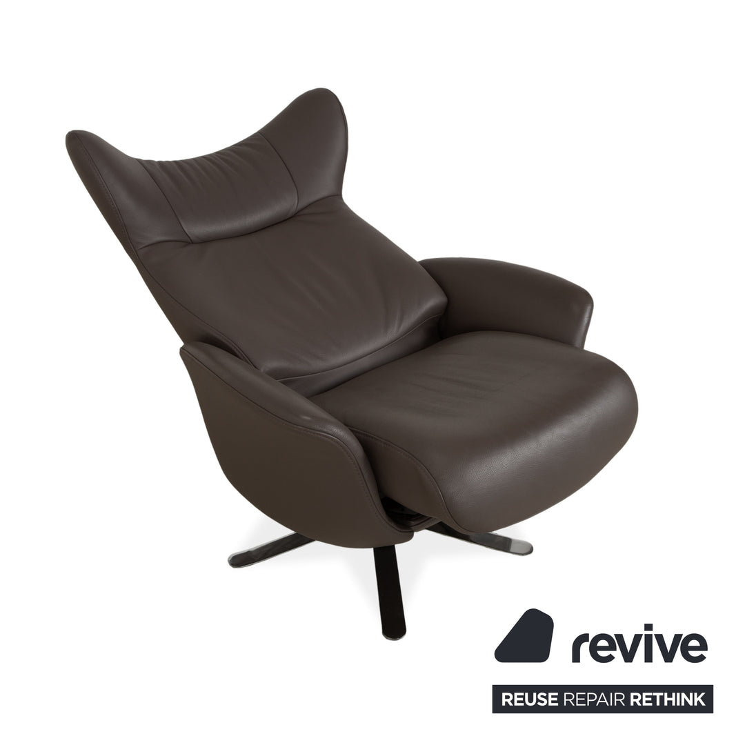 Joop 8115 Leather Armchair Grey Taupe Manual Function