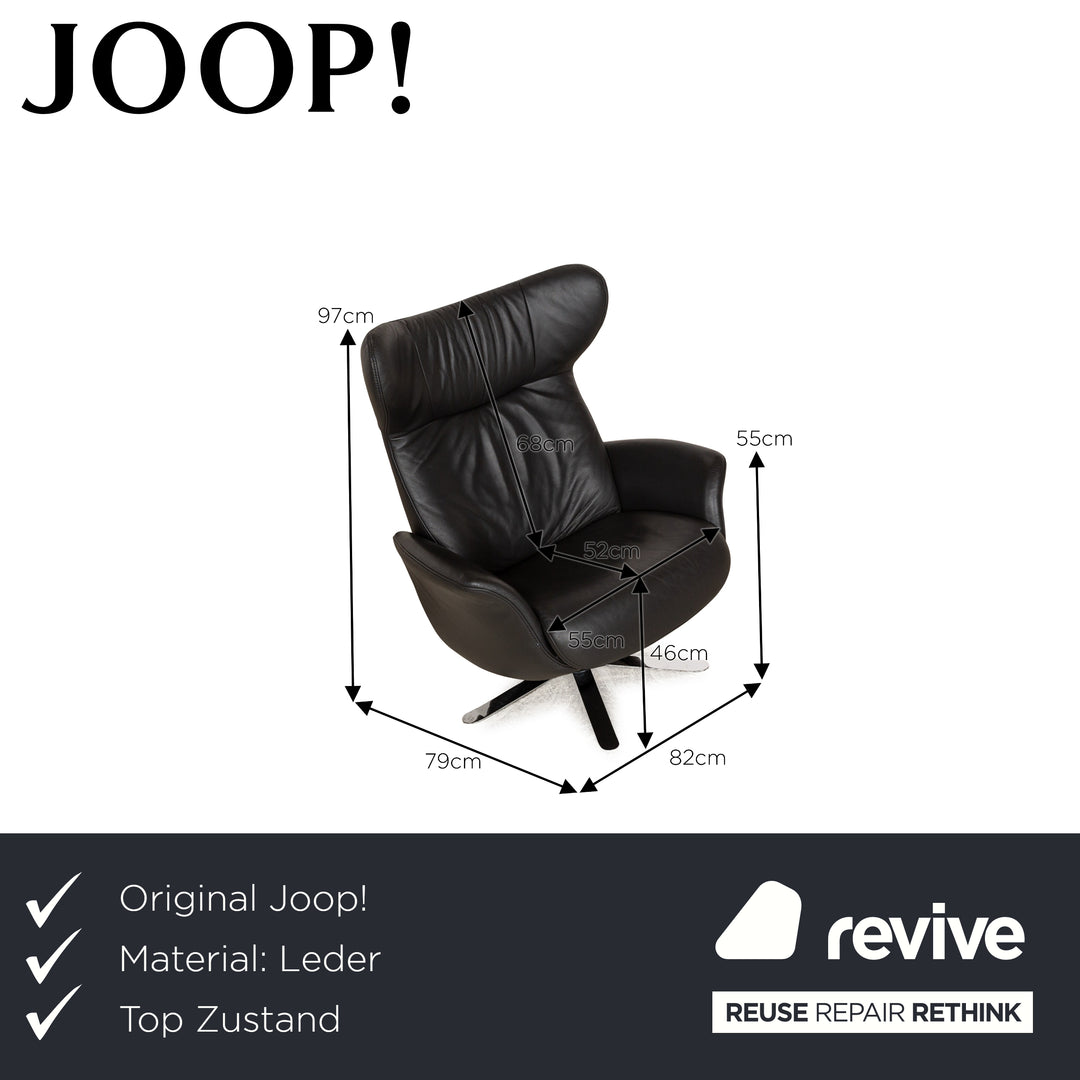 Joop 8115 Leder Sessel inkl. Hocker Anthrazit