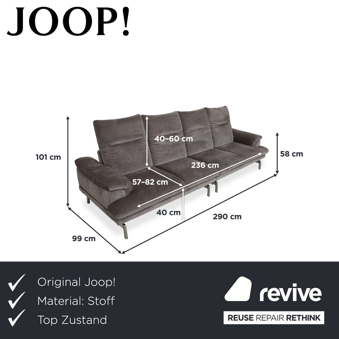Joop 8153 Fabric Four-Seater Gray Manual Function Sofa Couch