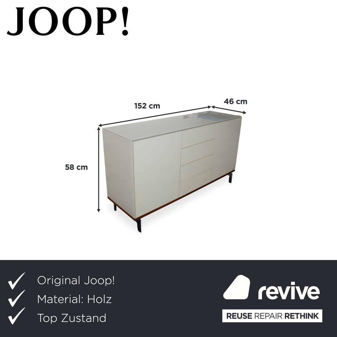 Joop Holz Glas Sideboard Creme Weiß