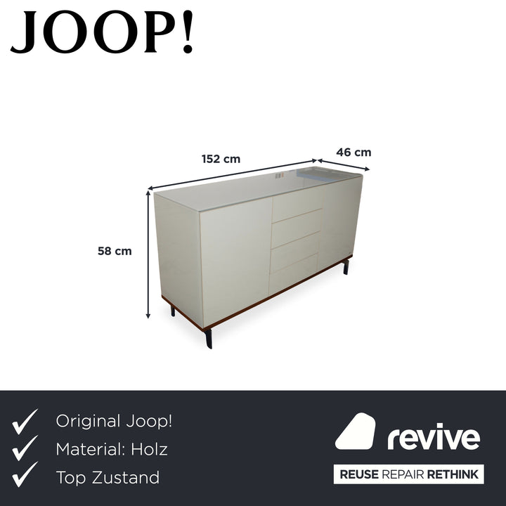 Joop Holz Glas Sideboard Creme Weiß