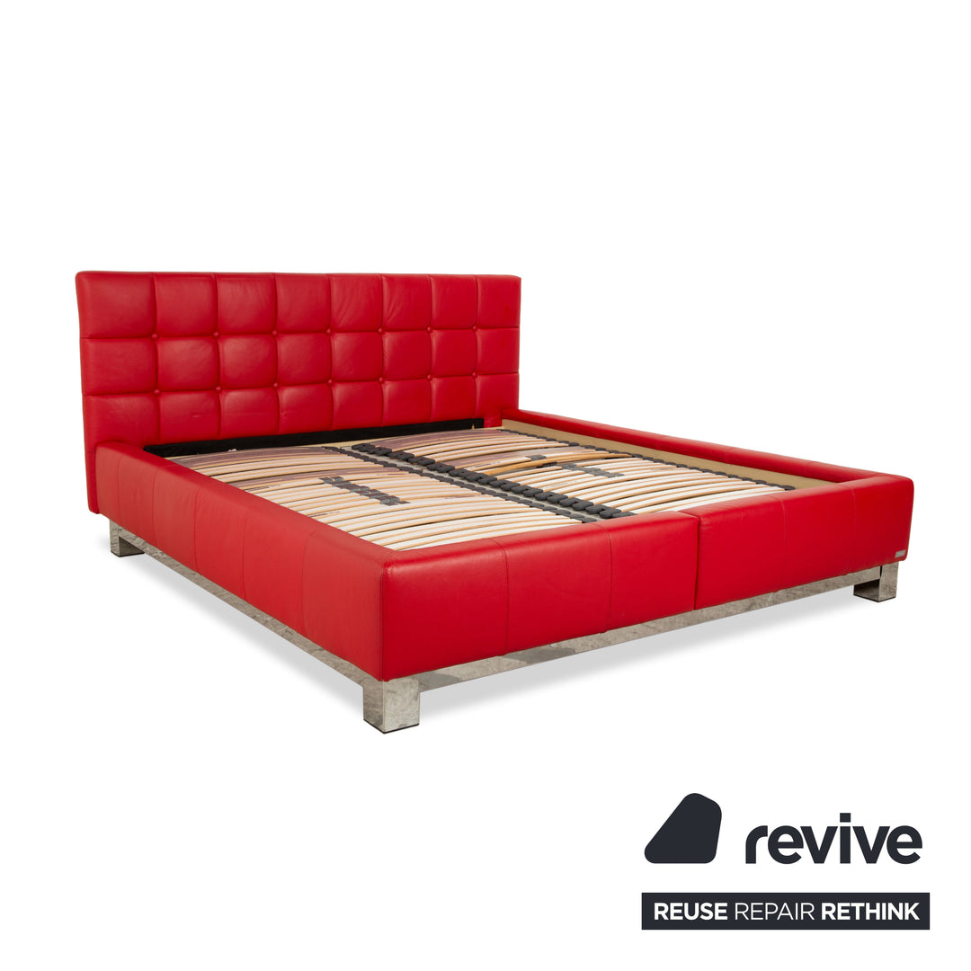 Joop! Leather bed double bed red 180x200 cm manual function