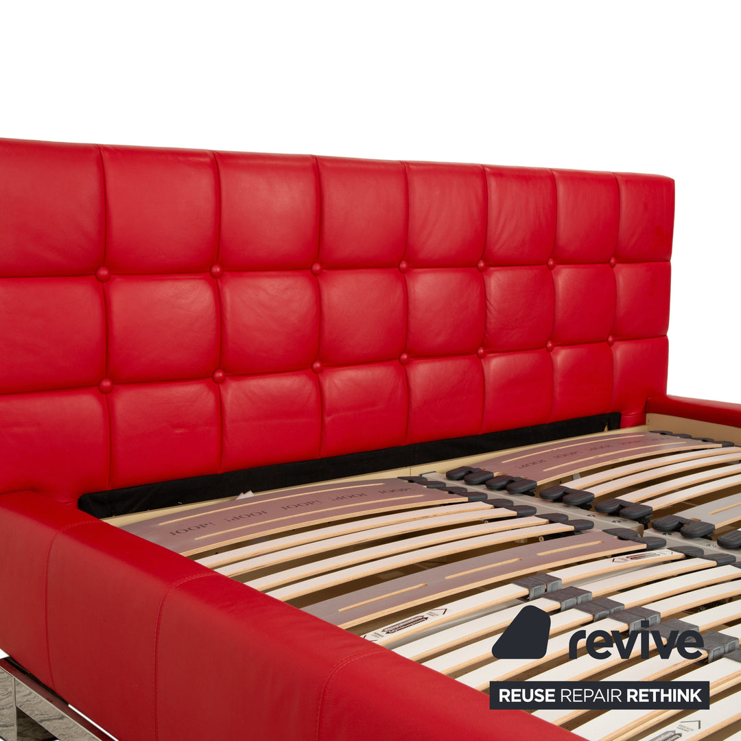Lit double en cuir Joop! rouge 180 x 200 cm, fonction manuelle