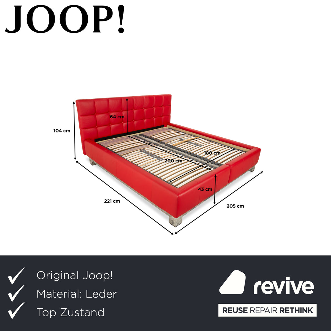 Joop! Leather bed double bed red 180x200 cm manual function