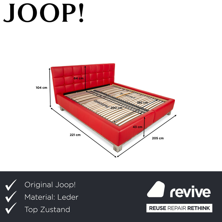 Joop! Leather bed double bed red 180x200 cm manual function