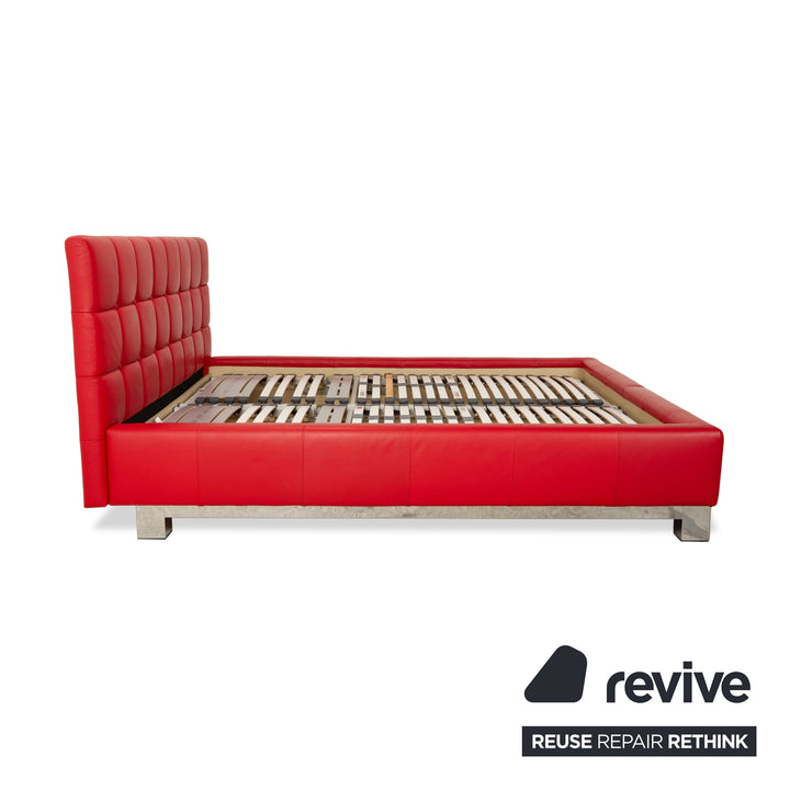 Joop! Leather bed double bed red 180x200 cm manual function