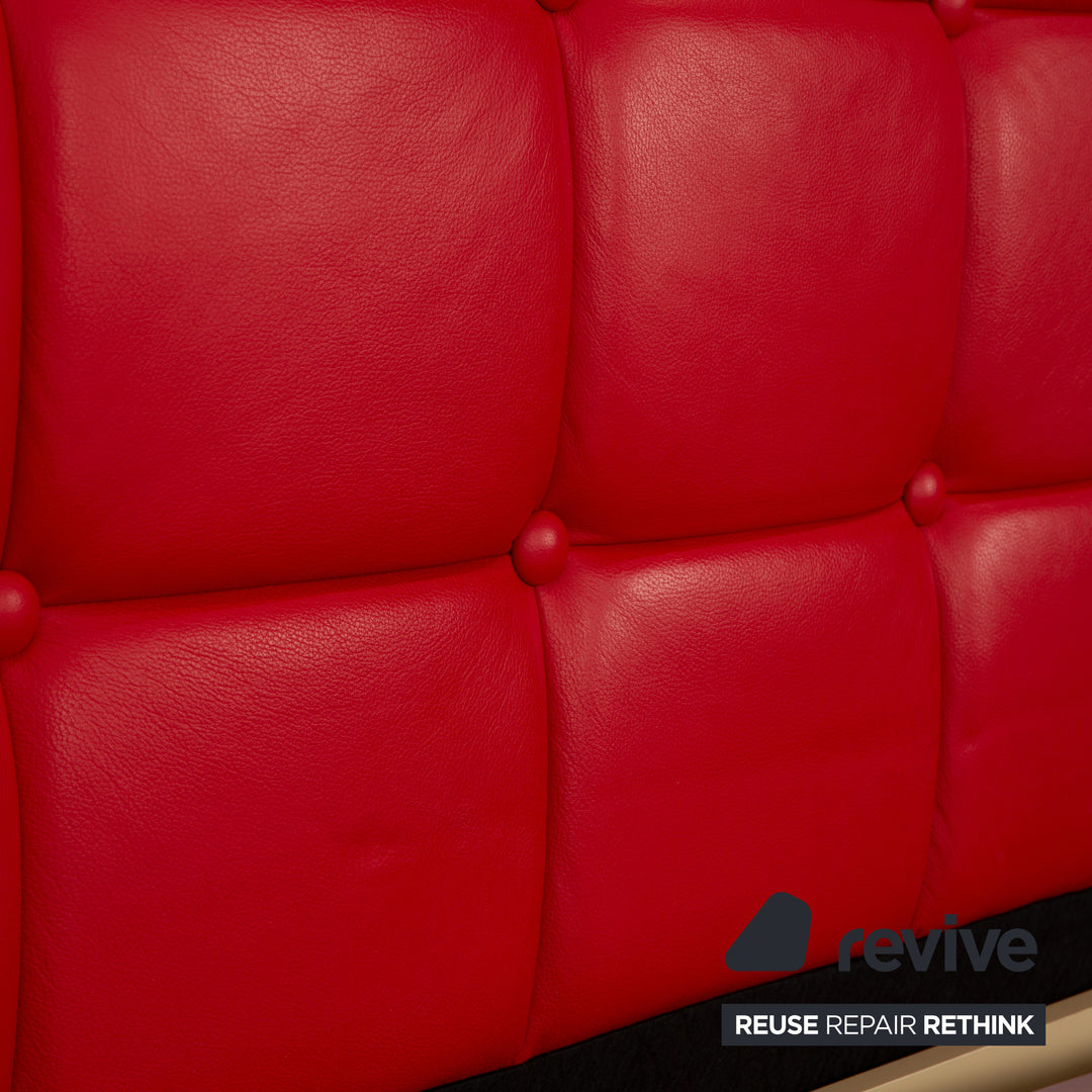 Joop! Leather bed double bed red 180x200 cm manual function