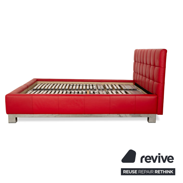 Joop! Leather bed double bed red 180x200 cm manual function