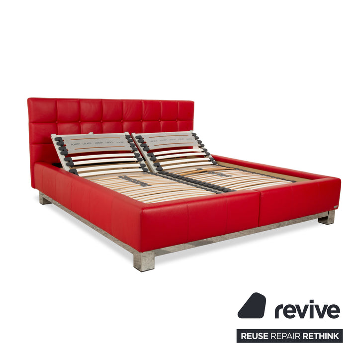 Joop! Leather bed double bed red 180x200 cm manual function