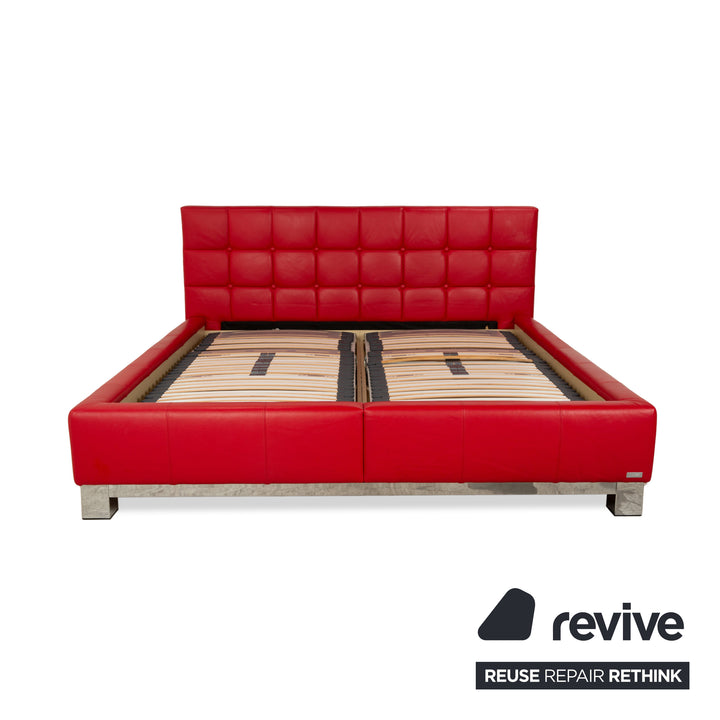 Joop! Leather bed double bed red 180x200 cm manual function