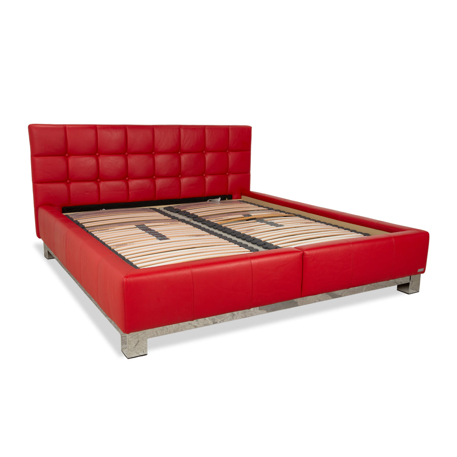 Joop! Leather bed double bed red 180x200 cm manual function